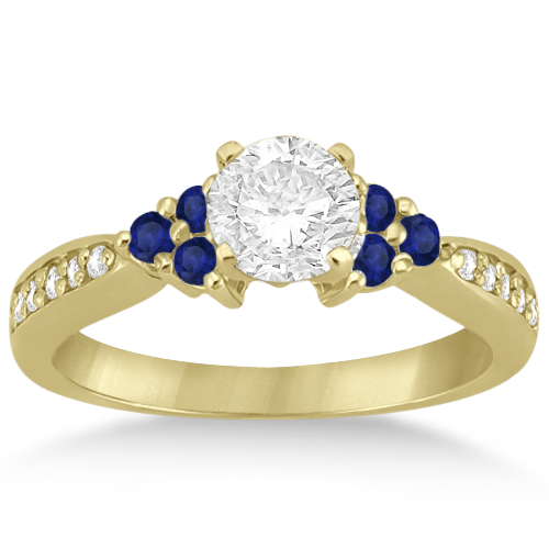 Floral Diamond and Sapphire Engagement Set 18k Yellow Gold (0.60ct)