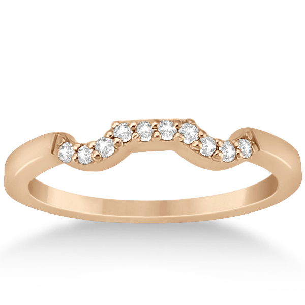 Diamond Cluster Engagment Ring & Wedding Band 14k Rose Gold (0.24ct)