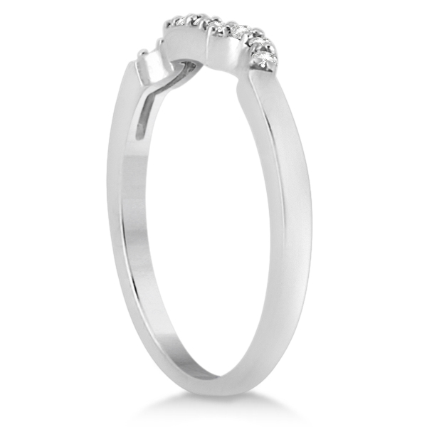Modern Curved Diamond Wedding Band for Women 14k White Gold (0.10ct)