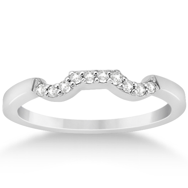 Modern Curved Diamond Wedding Band for Women 14k White Gold (0.10ct)