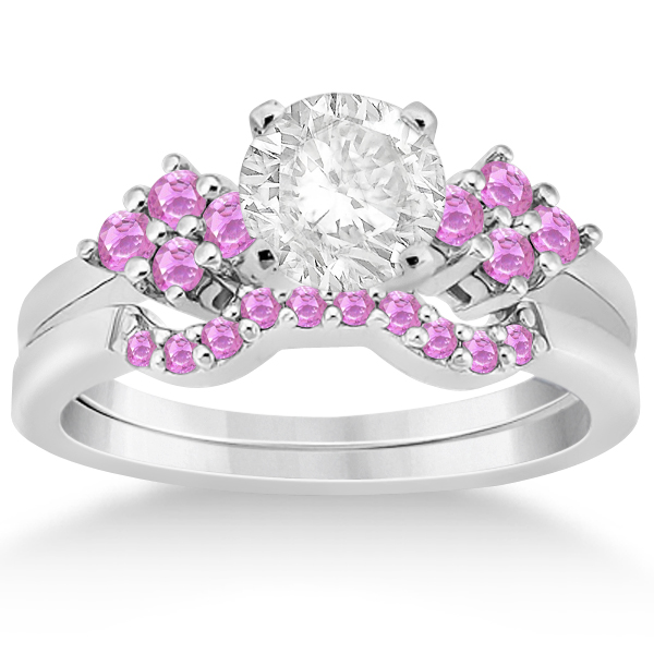Pink Sapphire Engagement Ring & Wedding Band in Palladium (0.50ct)