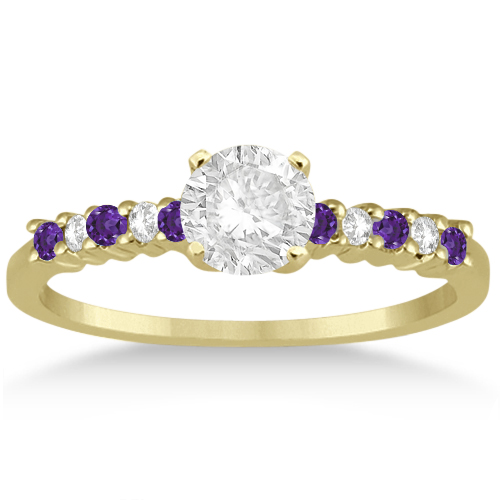 Petite Diamond & Amethyst Bridal Set 18k Yellow Gold (0.35ct)