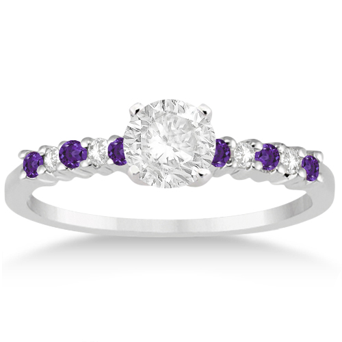 Petite Diamond & Amethyst Bridal Set Platinum (0.35ct)