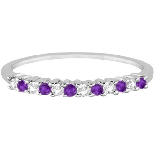 Petite Diamond & Amethyst Wedding Band Palladium (0.20ct)