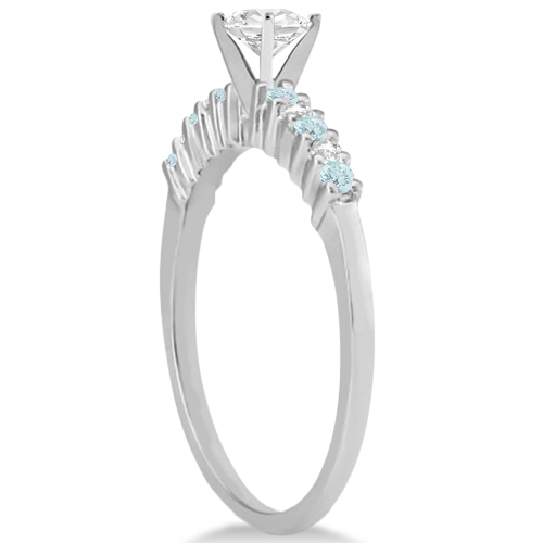 Petite Diamond & Aquamarine Engagement Ring Palladium (0.15ct)