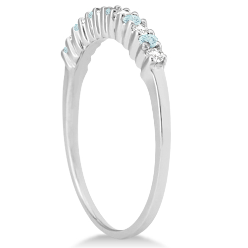 Petite Diamond & Aquamarine Wedding Band Platinum (0.20ct)