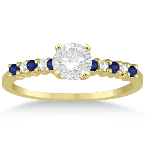 Petite Diamond & Sapphire Engagement Ring 14k Yellow Gold (0.15ct)