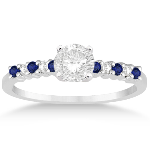 Petite Diamond & Sapphire Engagement Ring 18k White Gold (0.15ct)
