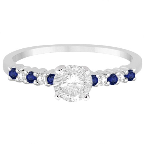Petite Diamond & Sapphire Engagement Ring 18k White Gold (0.15ct)