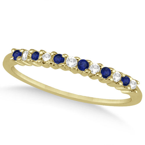 Petite Diamond & Sapphire Wedding Band 14k Yellow Gold (0.20ct)