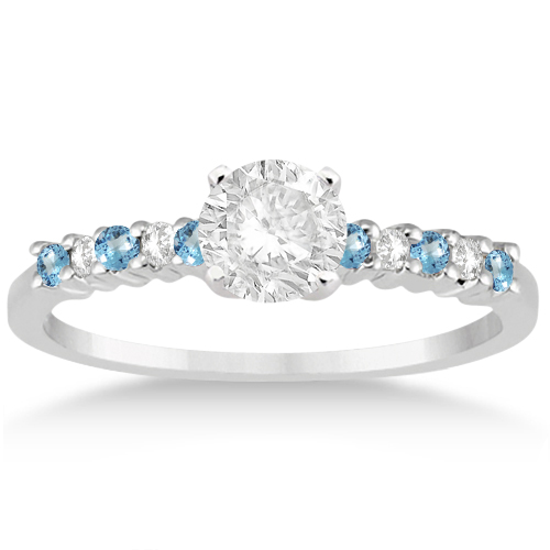 Petite Diamond & Blue Topaz Bridal Set Platinum (0.35ct)