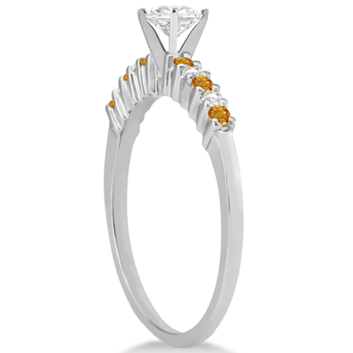 Petite Diamond & Citrine Bridal Set 14k White Gold (0.35ct)