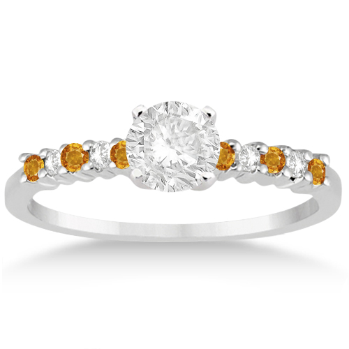 Petite Diamond & Citrine Bridal Set 14k White Gold (0.35ct)
