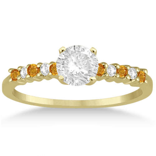 Petite Diamond & Citrine Bridal Set 14k Yellow Gold (0.35ct)