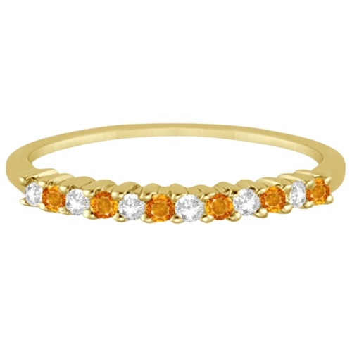 Petite Diamond & Citrine Wedding Band 14k Yellow Gold (0.20ct)