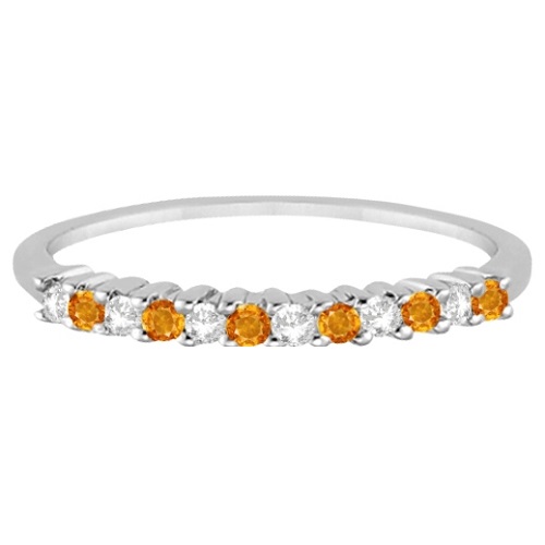 Petite Diamond & Citrine Wedding Band Platinum (0.20ct)