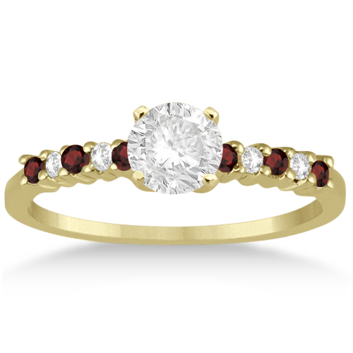 Petite Diamond & Garnet Bridal Set 18k Yellow Gold (0.35ct)