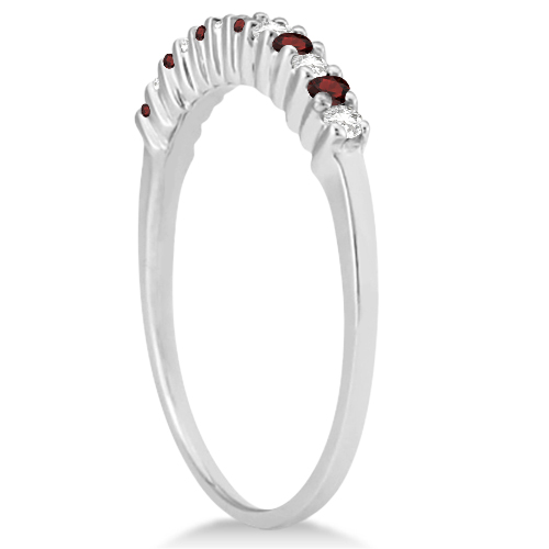 Petite Diamond & Garnet Wedding Band Platinum (0.20ct)
