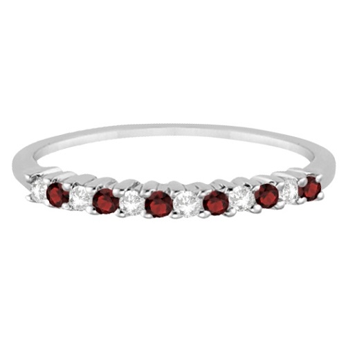 Petite Diamond & Garnet Wedding Band Platinum (0.20ct)