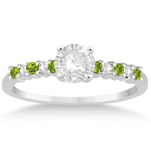 Petite Diamond & Peridot Engagement Ring Platinum (0.15ct)
