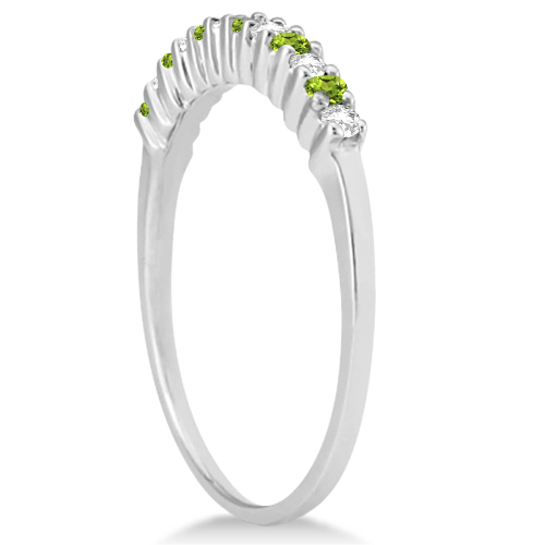 Petite Diamond & Peridot Wedding Band Palladium (0.20ct)