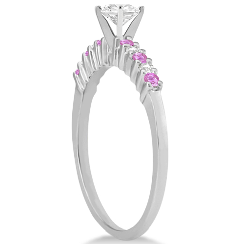 Diamond & Pink Sapphire Engagement Ring 14k White Gold (0.15ct)