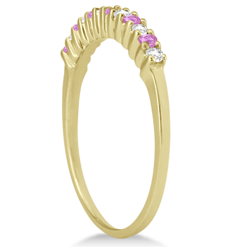 Diamond & Pink Sapphire Wedding Band 18k Yellow Gold (0.20ct)