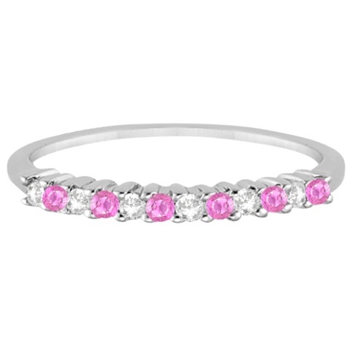 Diamond & Pink Sapphire Wedding Band Palladium (0.20ct)