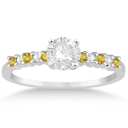 Diamond & Yellow Sapphire Engagement Ring Platinum (0.15ct)