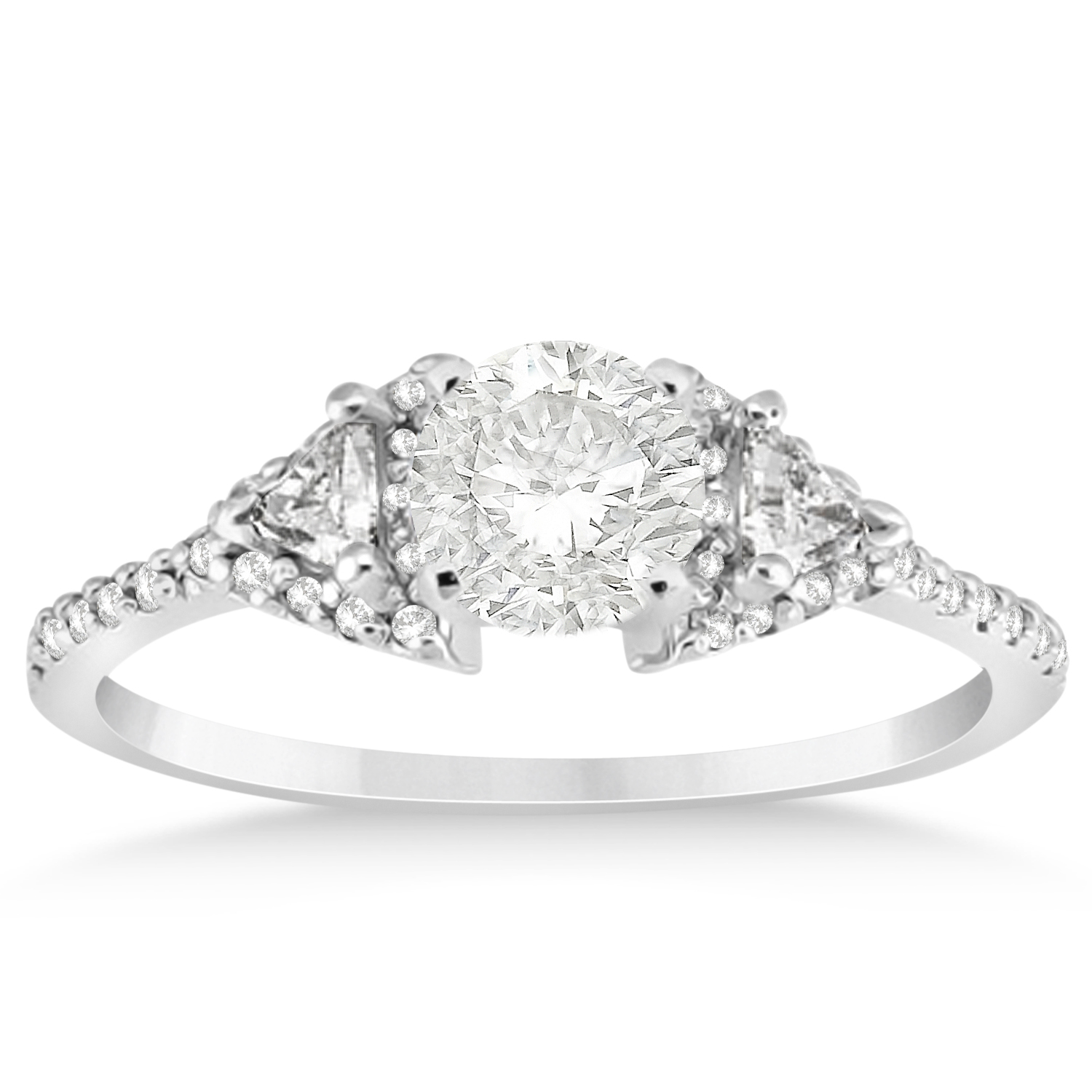 Diamond Halo Trilliant Cut Bridal Set Setting Palladium 0.39ct