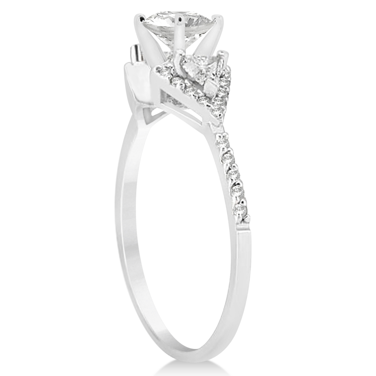 Diamond Halo Trilliant Cut Bridal Set Setting Palladium 0.39ct