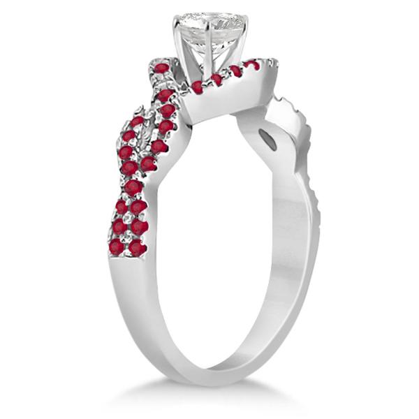 Ruby Infinity Halo Engagement Ring & Band Set Platinum (0.60ct)