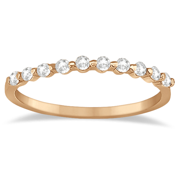 Elegant Diamond Semi-Eternity Wedding Band 18k Rose Gold (0.20ct)