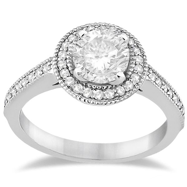 Vintage Diamond Halo Engagement Ring Setting Palladium (0.33ct)