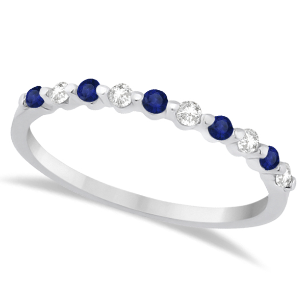 Diamond and Blue Sapphire Wedding Band Palladium (0.30ct)