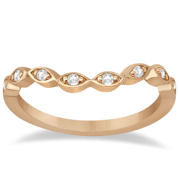 Petite Contour Floral Diamond Wedding Band 14k Rose Gold (0.12ct)