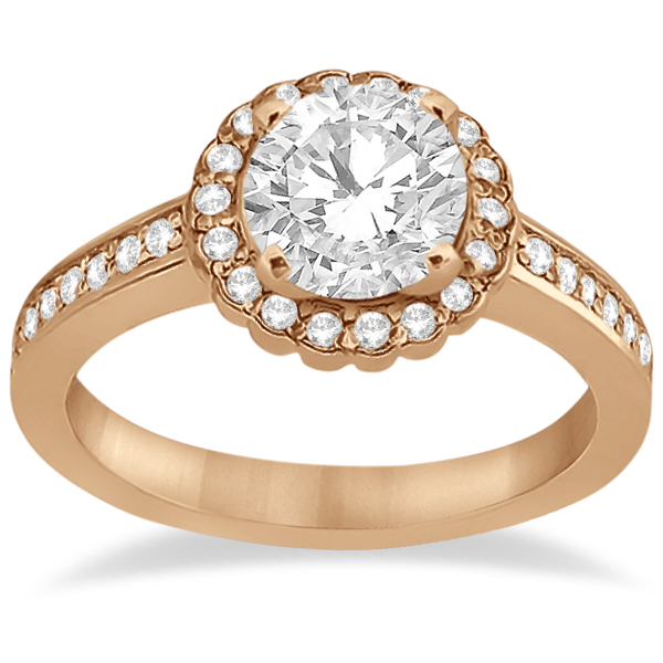 Modern Flower Halo Diamond Engagement Set 18k Rose Gold (0.50ct)