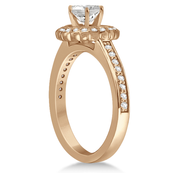Modern Flower Halo Diamond Engagement Set 18k Rose Gold (0.50ct)