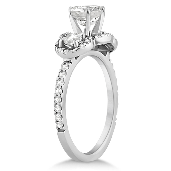 Diamond Halo Three Stone Engagement Ring Palladium (0.60ct)