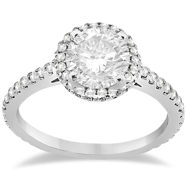 Micro-Pave Halo Diamond Eternity Engagement Ring Platinum (0.51ct)