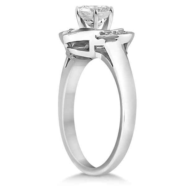 Floral Diamond Engagement Ring & Wedding Band 14k White Gold 0.19ct U1467