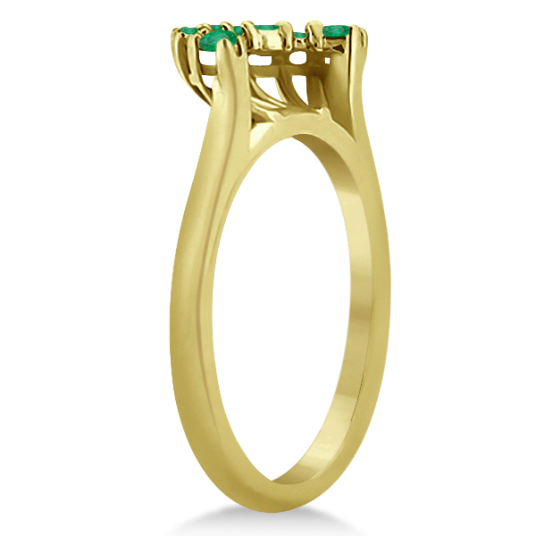 Emerald Contour Gemstone Bridal Wedding Band 14K Yellow Gold (0.40ct)