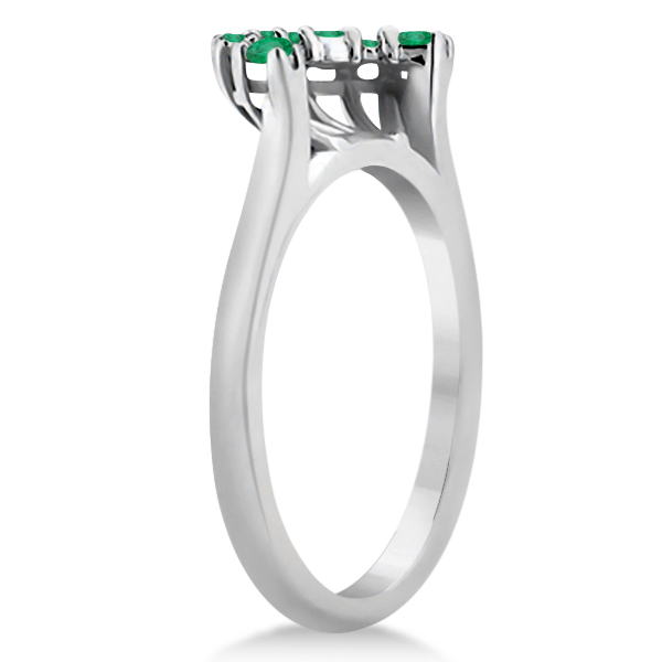 Emerald Contour Gemstone Bridal Wedding Band Platinum (0.40ct)