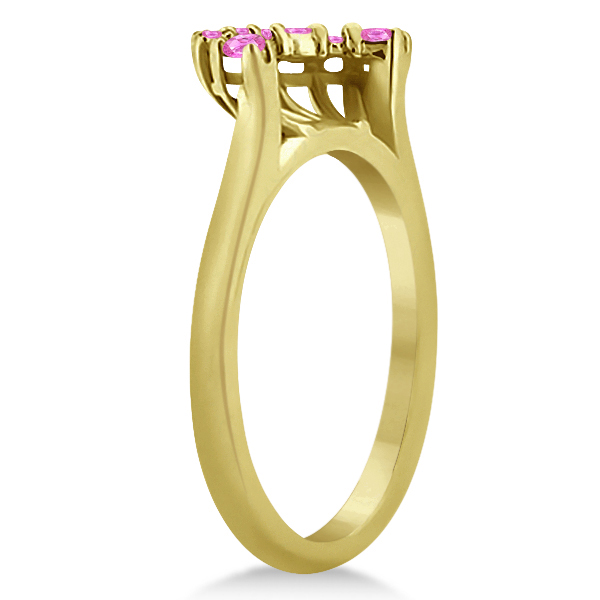 Pink Sapphire Contour Gemstone Wedding Band 14K Yellow Gold (0.40ct)