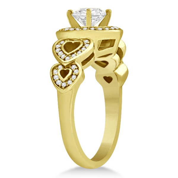 Halo Heart Engagement Ring & Wedding Band 18kt Yellow Gold (0.50ct.)