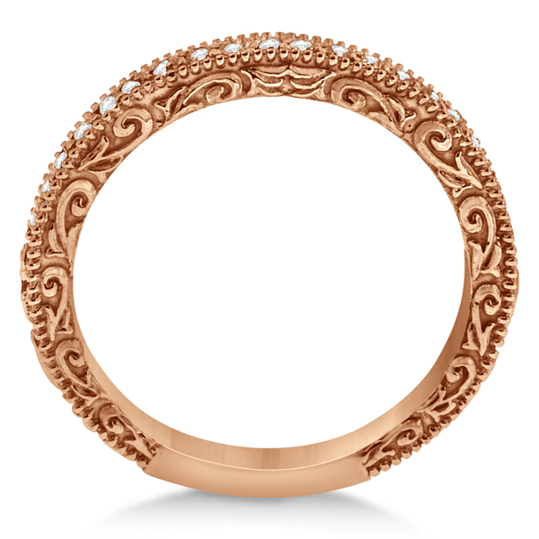 Milgrain & Filigree Diamond Wedding Band 14kt Rose Gold (0.20ct.)