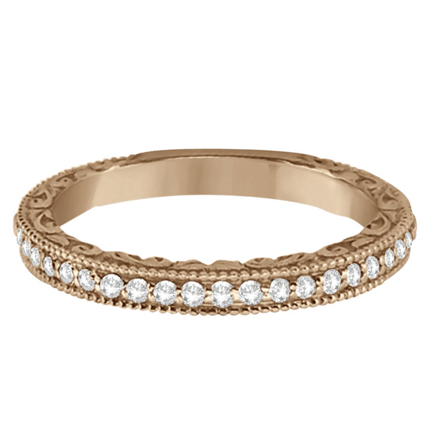 Milgrain & Filigree Diamond Wedding Band 14kt Rose Gold (0.20ct.)