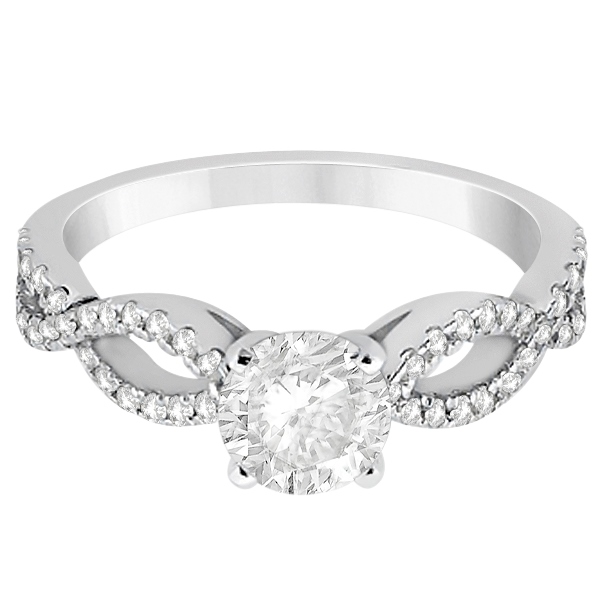 Diamond Twist Infinity Engagement Ring Setting 18k White Gold 0.40ct