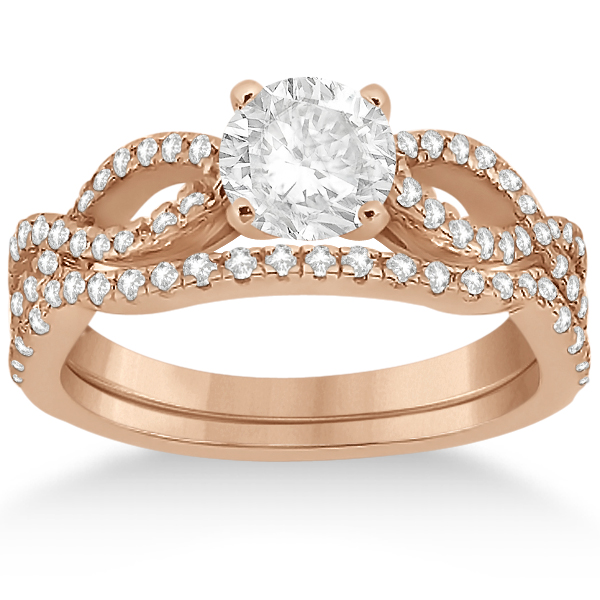 Infinity Twist Diamond Ring with Band Setting 18k Rose Gold (0.60ct)