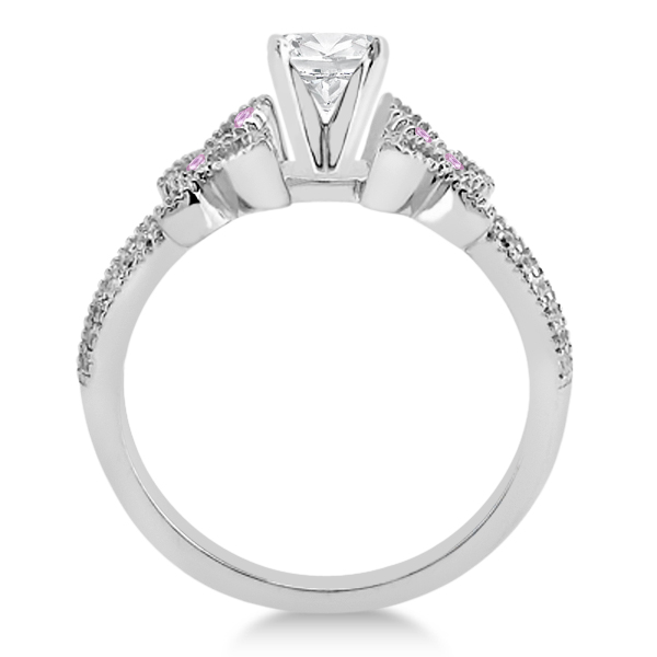 Diamond & Pink Sapphire Butterfly Engagement Ring Setting Platinum